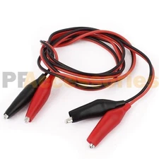 2 Pcs 20" inch Double Ended Alligator Clips Test Lead Jumper Wire (Red / Black)