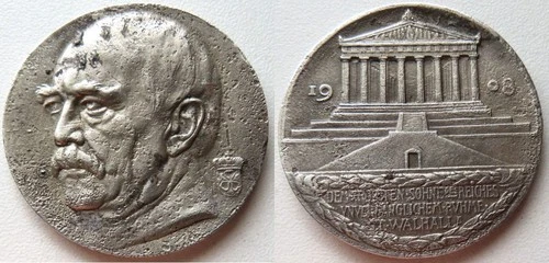 Silver medal (by Karl Goetz) 1908 on Otto von Bismarck almost VF 141020