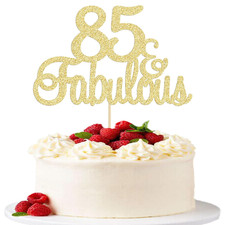 1Pcs 85  Fabulous Cake Topper Gold Glitter Eighty Five and Fabulous Cake Topper
