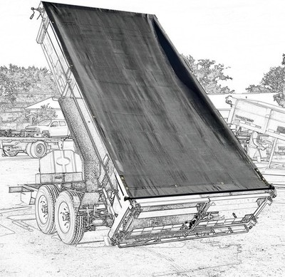 Dump Trailer Tarp 7'X16' - Heavy Duty Dump Truck Mesh Tarp with Double Pockets,R