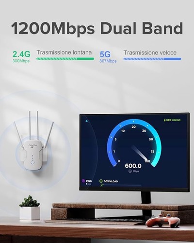 Wzmacniacz WLAN Repeater 1200Mb/s Dualband 5GHz i wzmacniacz WiFi 2,4GHz - Zdjęcie 2 z 6