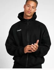 Comfrt Unisex Sweaters Size Small Black Long Sleeve Cotton  Full Zip Front New