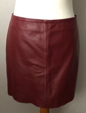 WAREHOUSE - Soft LEATHER Mini Skirt DARK RED Size 10
