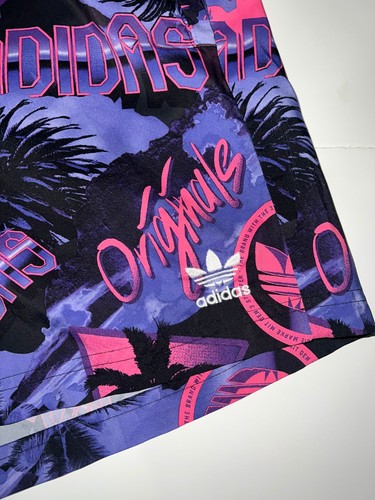 Adidas Shorts Men’s Large Pink Purple Miami Nights Print Athletic Activewear L - Picture 3 of 5