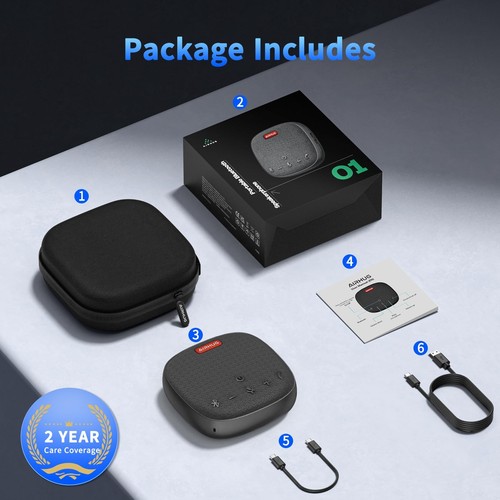 Conference Speaker and Microphone, Bluetooth Speakerphone with 360° Voice Pic... - Picture 6 of 8