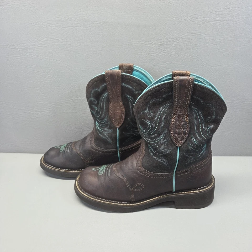 Botas Ariat Fatbaby Dapper Western Cuero Marrón Verde azulado Para Mujer 8B, 10016238 Foto 3 de 4