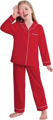 Veseacky Girls' Big Long Sleeve Pajamas Sets 100% Cotton Pyjamas 13-14 YEARS