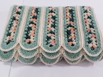 Hand-Crocheted Throw Blanket Vintage Floral Style Cottagecore 36  x 51  Flowers