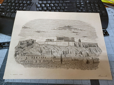 Acropolis, Athens, Ink on Board drawing 13 x 10  ca 1980 from Greece