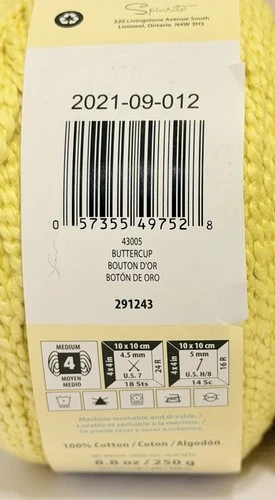 CARON Yarnspirations Cotton Funnel Cakes 100% Cotton BUTTERCUP 425 yd Ea NEW image 3