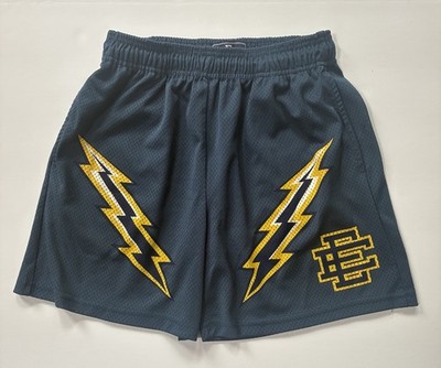 Eric Emanuel EE Lightning Mesh Shorts Navy Yellow Size Small Authentic