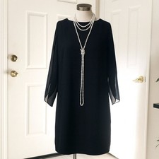 Black Shift Dress Sheer Tulip Sleeves Special Occasion