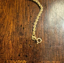 14K Yellow Gold Rope Chain Necklace 18 Inches In Length, 2.2 Grams,  2mm width