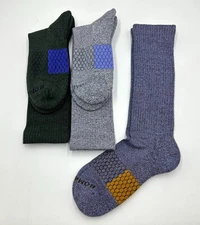 BOMBAS 3 Pairs Men's Cushion Honeycomb Marl Calf Socks Size XL 3 Colors Mix