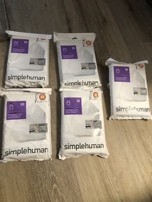 100 Simplehuman Custom Fit Liners 30-50L H 8-9 US Gal 6.6-7.7 UK Gal