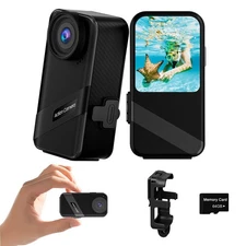 TIMNUT 4K60FPS Mini Action Camera, HD Thumb Camera with 64G SD Card, POV Port...