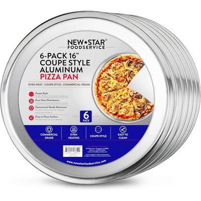 Restaurant-Grade Aluminum Pizza Pan 16-Inch Coupe Baking Tray Pack of 6