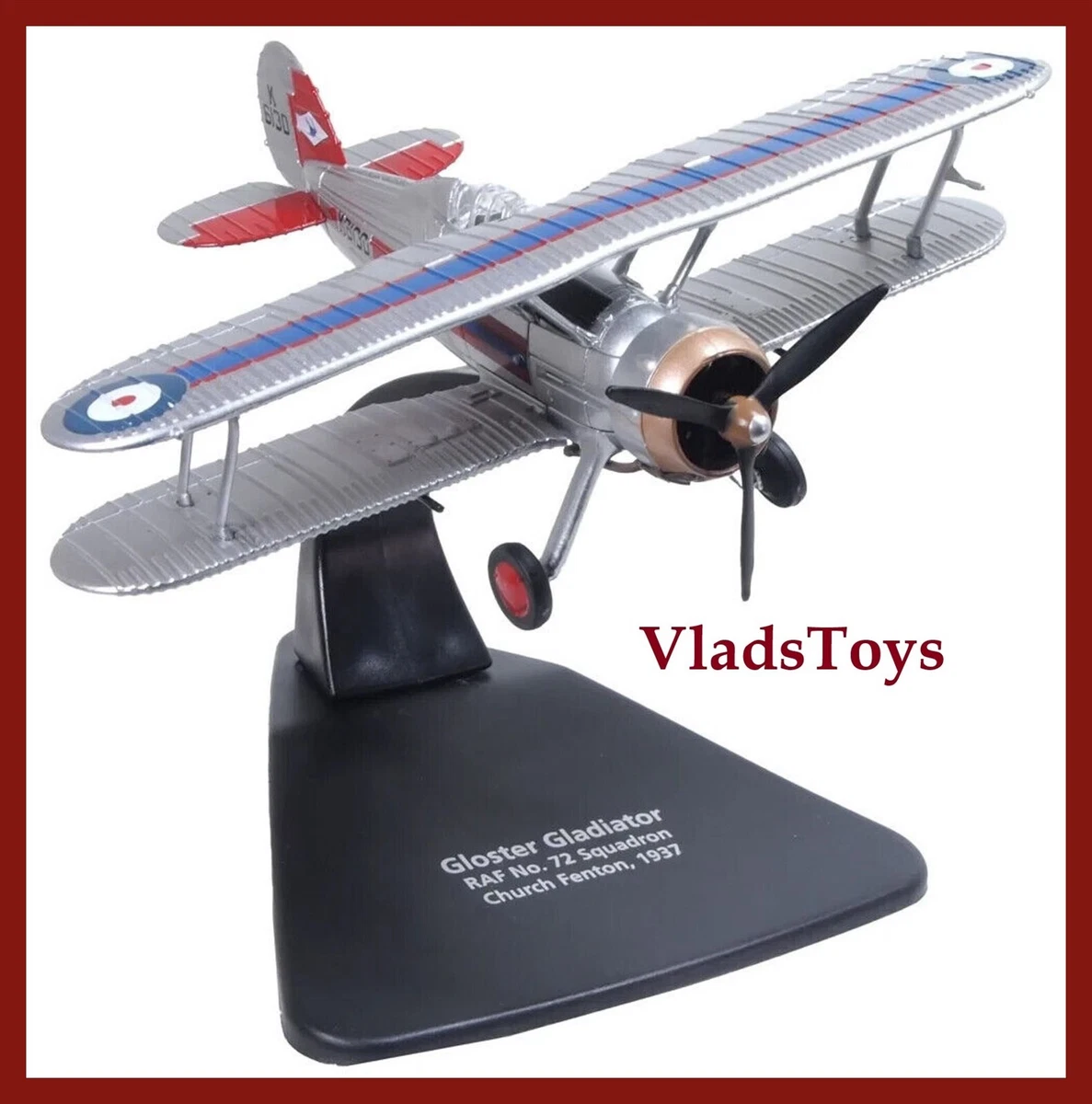 Avion Diecast Oxford 1/72 Gladiator Mk I RAF N°72 Sqn - Modèle K6130, Neuf Sous Boîte, 2024