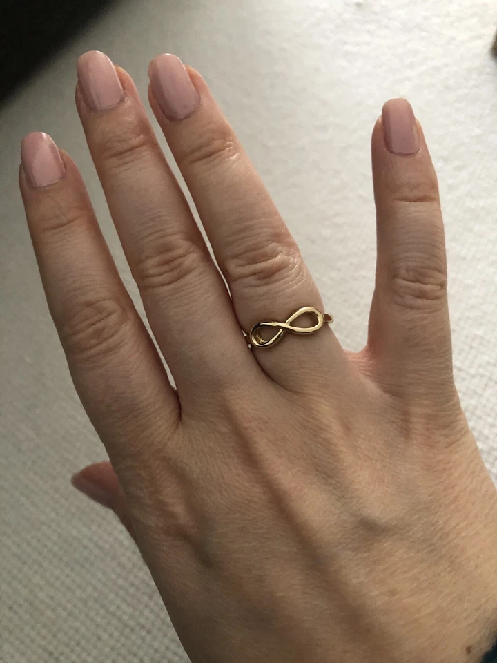 Infinity Ring Goldfarben Unendlichkeit massiv ewige Liebe Liebe Gr. 17 mm NEU - Bild 2 von 3