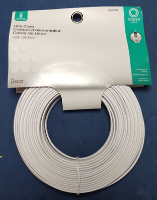 100 FT Feet Modular Phone Line Cord - High Quality 2 Conductor - White - 1 Pack