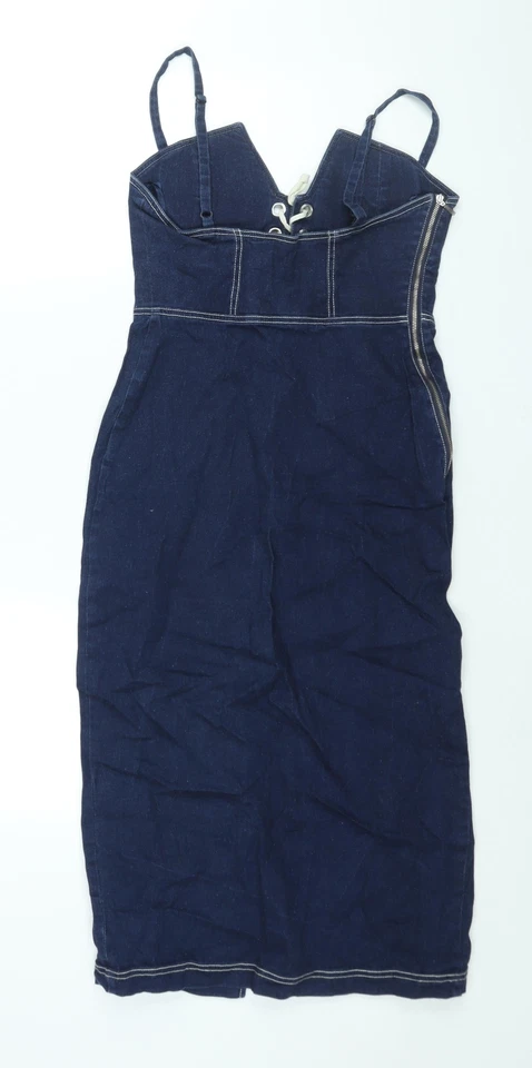 Alice McCall Mujer Azul Algodón Bodycon Talla 10 Sweetheart Cremallera - Detalle Con Cordones Foto 2 de 4