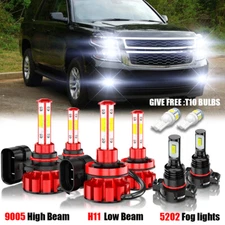 For Chevy Tahoe 2015-2016 2017 2018 2019 3set LED Headlights + Fog Bulbs Kit