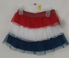 4th Of July Girls Sz 3T Tutu Tiered Skirt Skort, Red, White, Blue New 