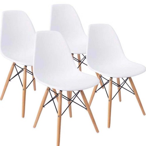 Modern Dining Chair Set of 4 Indoor Kitchen Dining Living Room Side Chairs White