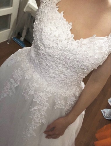 White Ivory Tulle Wedding Dress pearls. Sz 2-26W customized STANDARD PLUS SIZE - Picture 8 of 12