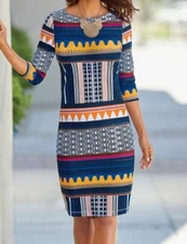 plus size 3X Geometric Print Dress by Monroe and Main new