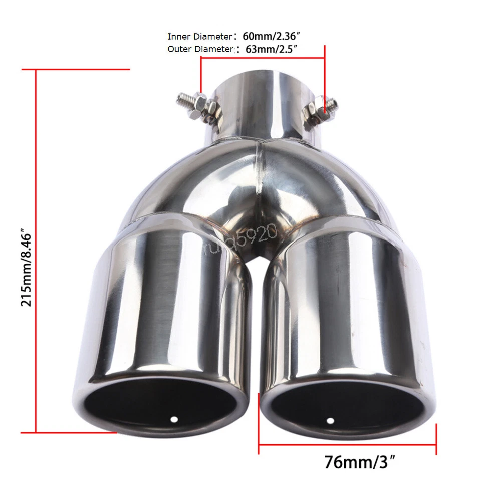 2.5 Inlet Rear Car Dual Exhaust Muffler Tip Tail Pipe Steel For Dodge Ram srt10 Foto 2 de 4