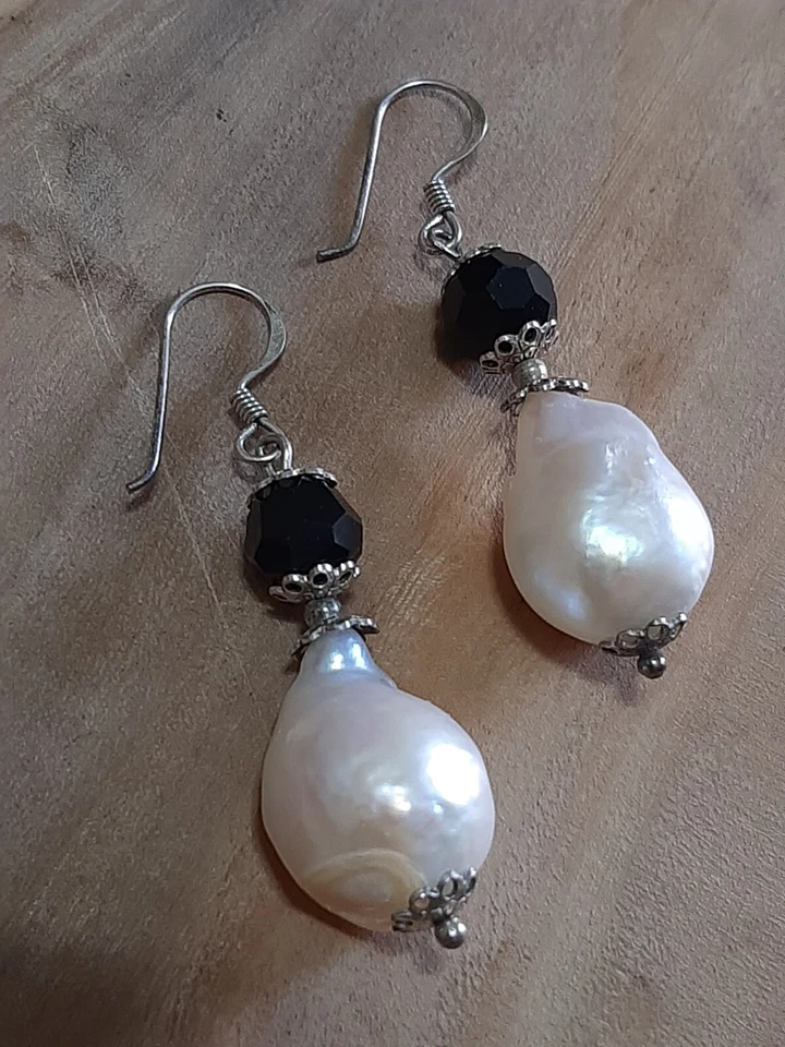 Orecchini ARGENTO 925 donna pirata pendenti perle barocche scaramazze - Immagine 4 di 4