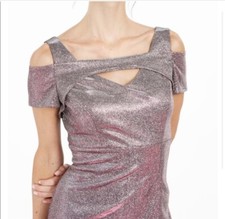 Nightway Womens Pink Cold Shoulder Full Length Gown
