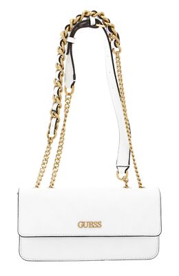 GUESS Geva Convertible Flap Crossbody Bag Schultertasche White Logo weiß Neu