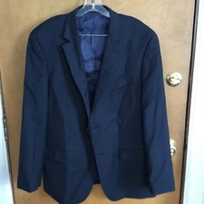 mens suit jacket Pronto Uomo , Wool, Navy w/blue lining, Sz. 46  Regular A205