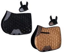 Horse Riding Saddle Pad and Bonnet Set - Luxurious Satin Numnah-Horse Saddle Pad
