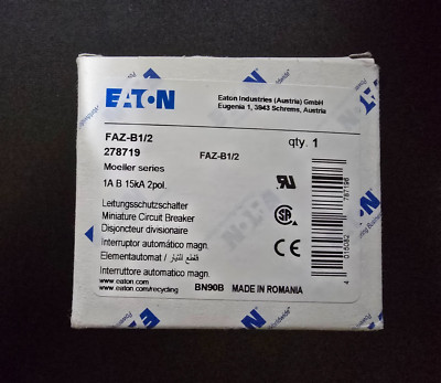 Eaton FAZ-B1/2 Circuit Breaker B Trip Type 2 Pole-Toggle Style 20A 277V AC 480YV