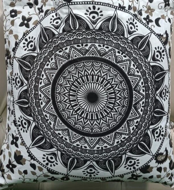 Hecho a mano Mandala Mujeres Bolso de hombro Bolso de mano Jhola Algodón Bolso Cartera Bolsas de algodón Foto 2 de 4