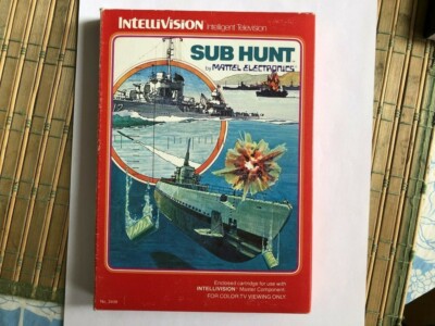 Intellivision SUB HUNT, console game cartridge with manual and overlays
