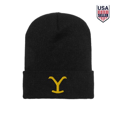 Yellowstone Logo Embroidered Knit Beanie Cuff Winter BDay Her Him Dad's Mom Gift