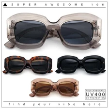 Womens Mod Thick Beveled Plastic Retro Glamorous Sunglasses