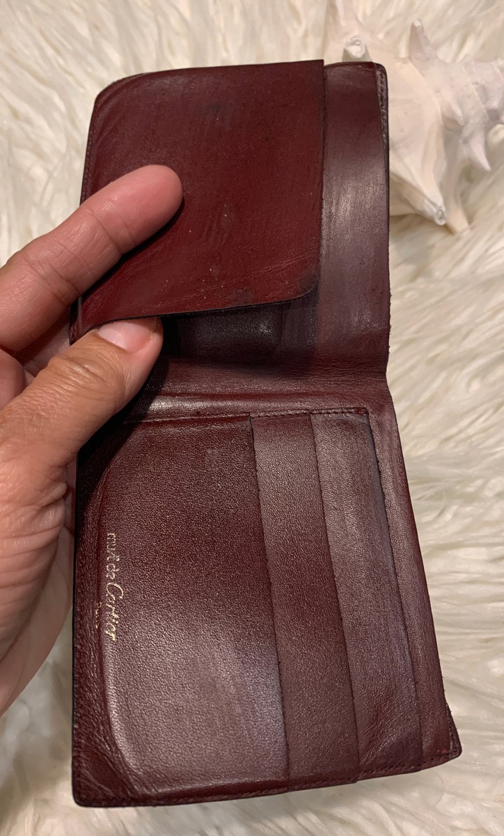 Vintage Men's Must de Cartier Paris Logo Bi-fold Deep Burgundy