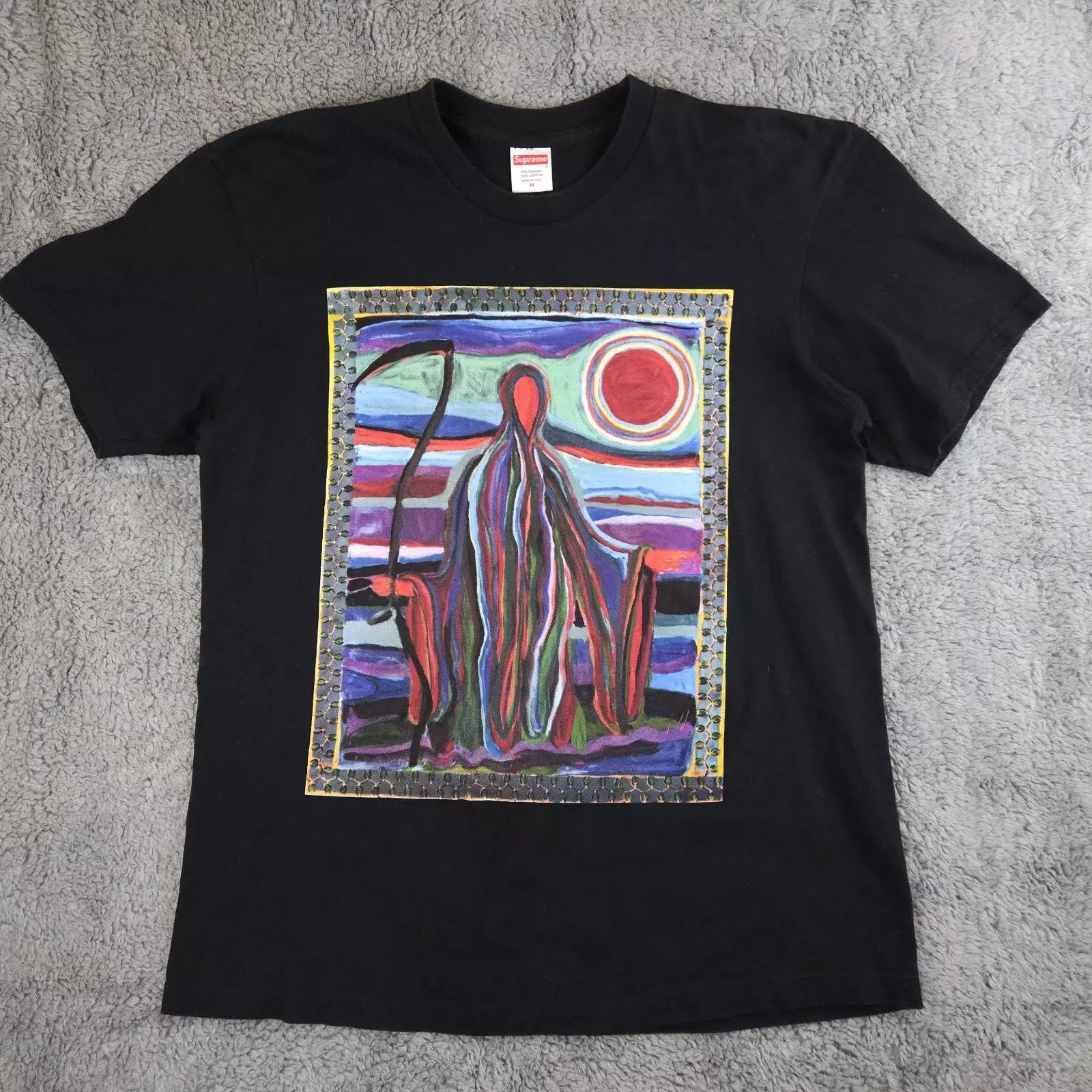 Supreme SS19 Reaper Josh Smith T shirt Tee Noir Multicolore Art Homme M Medium
