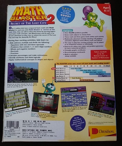 Davidson Math Blaster 2 Vintage 1996 Big Box Computer Game CD-ROM PC Mac - Picture 12 of 18