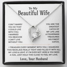 To My Beautiful Wife Necklace, Christmas Gifts For Women, Anniversary Gift