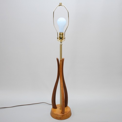 Vintage 34" Wooden Mid Century Danish Scandinavian Modern Table Lamp Teak? Light