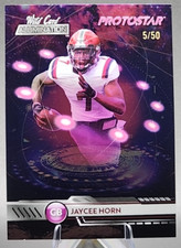 Jaycee Horn /50 2021 Wild Card Alumination Rookie RC Pink Protostar SP Panthers. rookie card picture