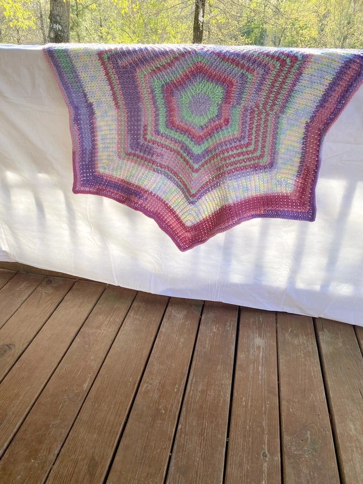Afghan In The Round Hand Made By Barbara Sue Crochets, 46 Inch, Star Baby - Image 2 of 4