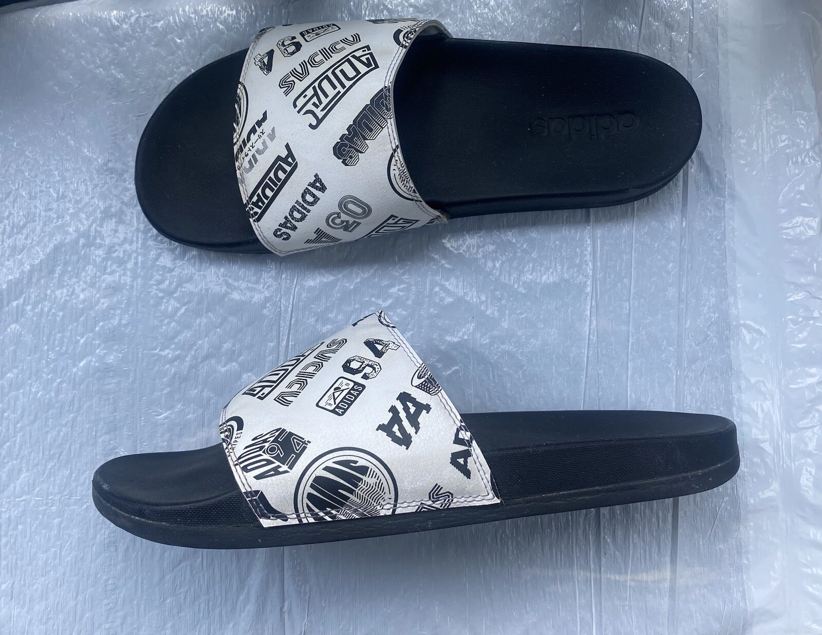 Adidas Uomo Adilette Comfort Slide 'All Over Logo Tg 11 US