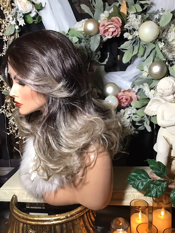 Красивый 20» Flip, черный Ombré блондинка, 4» глубокий кружевной деталь, ухо-ухо кружева спереди парик - Изображение 4 из 4